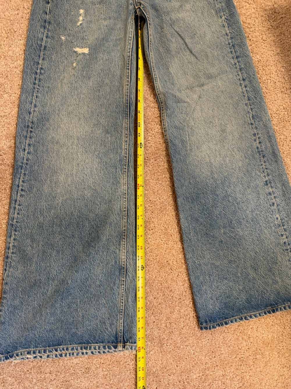Free People We The Free Wide Leg Distressed Jeans Light Wash Size 24 NWT - Picture 8 of 8